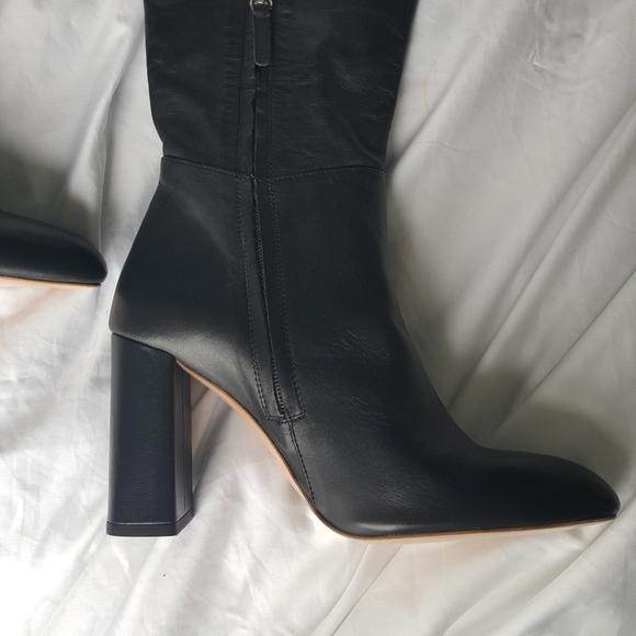 NWT ZARA Black Leather Heeled Boots - Picture 4 of 13